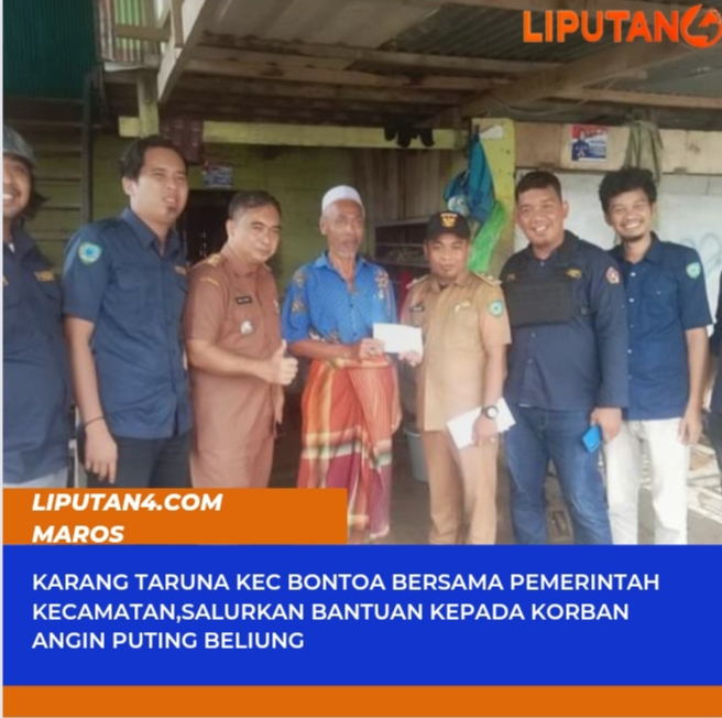 karang-taruna-kec-bontoa-bersama-pemerintah-kecamatan,-salurkan-bantuan-kepada-korban-angin-puting-beliung