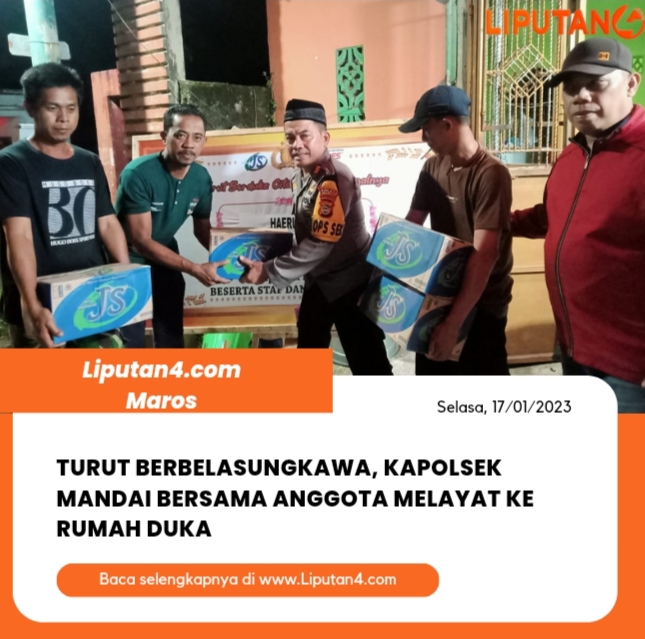 turut-berbelasungkawa,-kapolsek-mandai-bersama-anggota-melayat-ke-rumah-duka-salah-seorang-warga