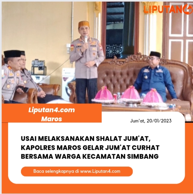 usai-melaksanakan-sholat-jum’at,-kapolres-maros-gelar-jum’at-curhat-bersama-warga-kecamatan-simbang