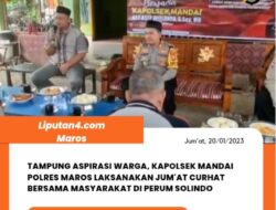 Tampung Aspirasi Warga, Kapolsek Mandai Polres Maros Laksanakan Jum’at Curhat Di Perum Solindo Mandai.