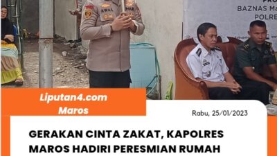 Program Gerakan Cinta Zakat, Kapolres Maros Hadiri Peresmian Rumah Layak Huni Marbot Mesjid