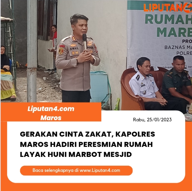 program-gerakan-cinta-zakat,-kapolres-maros-hadiri-peresmian-rumah-layak-huni-marbot-mesjid