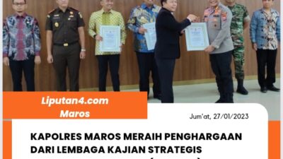 Kapolres Maros Meraih Penghargaan Dari Lembaga Kajian Strategis Kepolisian Indonesia (LEMKAPI)