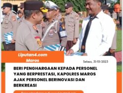 Beri Penghargaan Kepada Personil Yang Berprestasi, Kapolres Maros Ajak Personel Berinovasi Dan Berkreasi