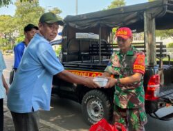 Melalui Nasi Kotak Pangkalan Ojek Jadi Sasaran Subgarnisun 0509 Kabupaten Bekasi 