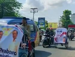 Tukang Becak di Solo Konvoi Suarakan Dukungan untuk Prabowo