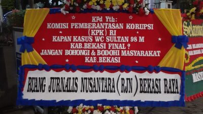 RJN Bekasi Raya Bersama LSM MASTER Kirim Buket Bunga ke KPK. Kasus WC Sultan 98 M Diduga Berjalan di Tempat
