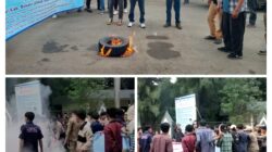 Foto Gambar : Massa gabungan dari Ruang Jurnalis Nusantara (RJN), LSM Masyarakat Terpadu (Master) dan mahasiswa telah melakukan aksi demo damai