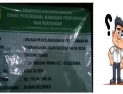 Kurangnya Pengawasan Dinas Terkait, Kesalahan Nomenklatur Papan Proyek Pembangunan Jalan Lingkungan di Tanjungwangi Patut Dipertanyakan