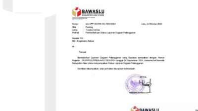 AZ Dan SN Telah Melaporkan AW Dan YZ Ke Bawaslu Nisut