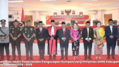 Bupati Hadiri Pelaksanaan Pengucapan Sumpah/Janji Pimpinan DPRD Kabupaten Nias Masa Jabatan 2024-2029